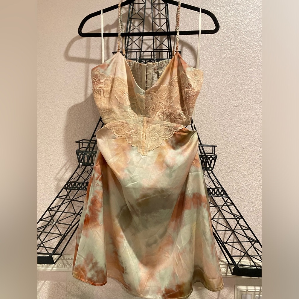 Guess lace and satin open back dress